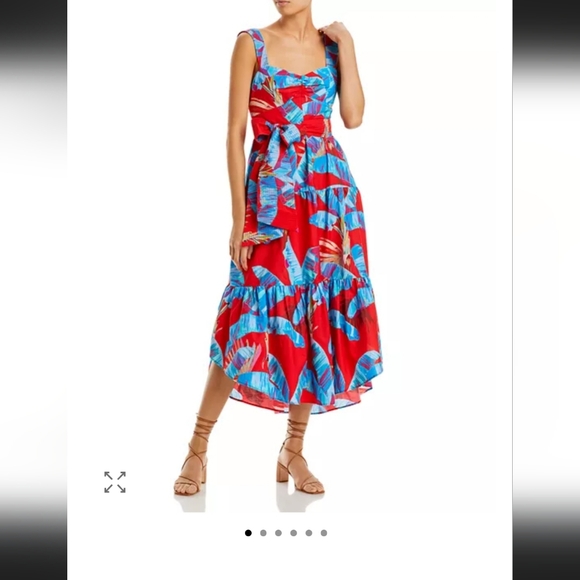 NWOT FARM RIO SWEET JUNGLE COTTON MIDI DRESS. SZ:M - Picture 8 of 13